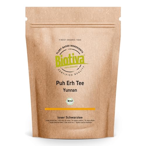 Puh Erh Tee Bio 100g - Schwarztee - Region Yunnan in China - Camellia Sinensis - dunkelbraune bis dunkelrote Tasse - aus kontrolliert biologischem Anbau - Biotiva von Biotiva