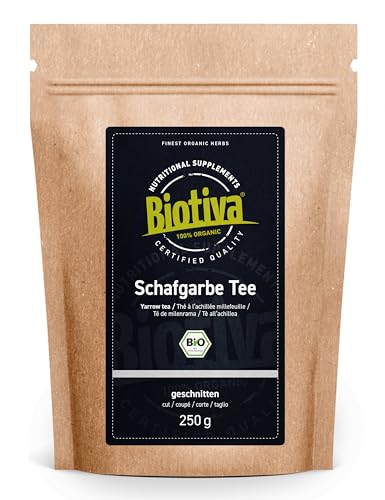 Schafgarbe Tee Bio 250g - Achillea Millefolium - 100% Vegan - Korbblütler - rein pflanzlich - Abgefüllt und zertifiziert in Deutschland - Biotiva von Biotiva