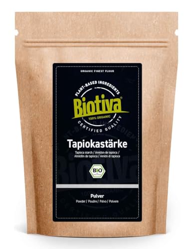 Biotiva Tapiokastärke 1000g - glutenfrei - ideal Backen Kochen Andicken Abbinden Mochi - Abgefüllt und kontrolliert in Deutschland (DE-ÖKO-005) von Biotiva