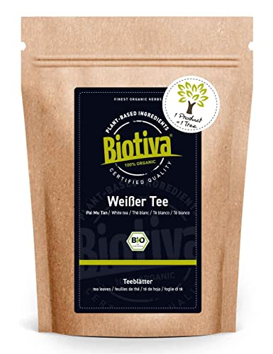 Weißer Tee Pai Mu Tan Bio 100g | handgepflückt | Weich duftig und aromatisch | Fairbiotea-zertifiziert | nachhaltiger Teeanbau | Biotiva von Biotiva