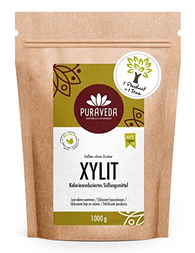 Xylit 1kg - Zucker-Alternative (1kg) - Birkenzucker (Xylitol) - Finnland - ohne Nachgeschmack -Tafelsüße auf Xylit-Basis - 40% weniger Kalorien als Zucker - Biotiva von Puraveda