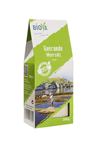 Biova Gourmetsalz Sel de Guérande fein 0-1mm (Meersalz aus Frankreich) 200g Faltschachtel von Biova