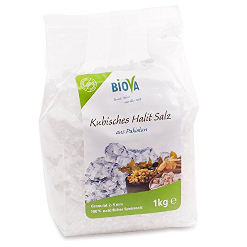 Biova Kubisches Halit Salz, Granulat, 3-5 mm 1kg [Salzmühlen-Salz] von Biova