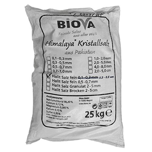 Biova Kubisches Halitsalz 25 kg fein 0,3 - 0,5 mm von Biova