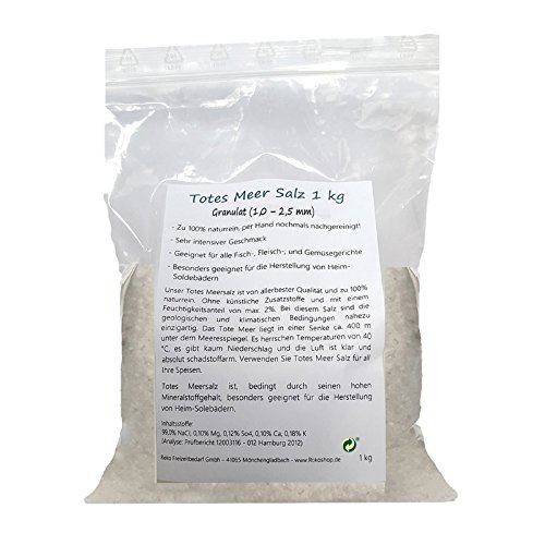 Totes Meersalz Granulat 1000 g aus Jordanien (Speisesalz/Badesalz) von Biova