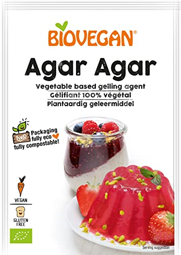 Biovegan Bio Agar Agar, gélifiant purement végétal, substitut végétalien de gélatine, idéal pour épaissir et stabiliser les plats chauds et froids, sans gluten et végétalien, 1 x 30 g Biovegan Bio Agar Agar, gélifiant purement végétal, substitut végétalien de gélatine, idéal pour épaissir et stabiliser les plats chauds et froids, sans gluten et végétalien, 1 x 30 g von Biovegan