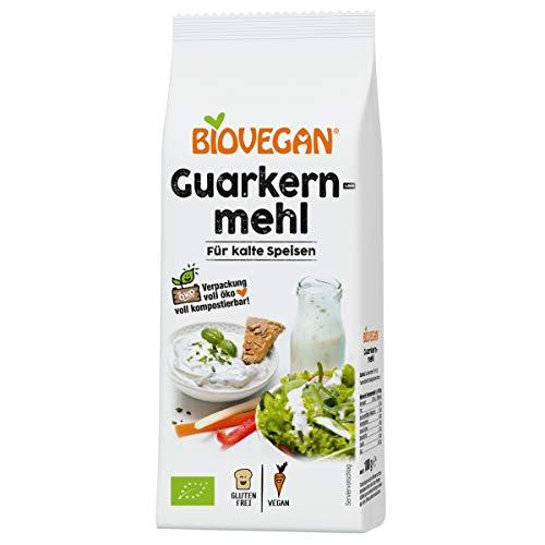 Biovegan Guarkernmehl, hochwertiges Bindemittel Verdickungsmittel in 100% Bio Qualität, zum Andicken von kalten Speisen, wie Dips & Eiscreme, geschmacksneutral, vegan und glutenfrei, 800g (8x 100g) von Biovegan