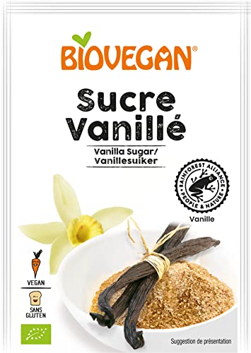 Biovegan Sucre vanille Bourbon, qualité 100% bio, arôme délicieux et naturel dans les gâteaux, pâtisseries, biscuits & cookies ou boissons lactées, 4 x 8g von Biovegan