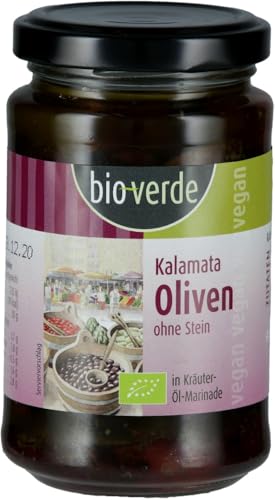 bio-verde Kalamata-Oliven ohne Stein in Kräuter-Öl-Marinade (200 g) - Bio von bio-verde