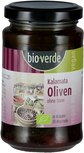 bio-verde Kalamata-Oliven ohne Stein in Kräuter-Öl-Marinade (200 g) - Bio von bio-verde