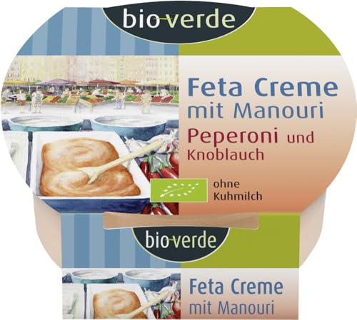 Feta-Creme mit Knoblauch & Peperoni 18 x 125 gr Feta-Creme mit Knoblauch & Peperoni 18 x 125 gr von Bioverde