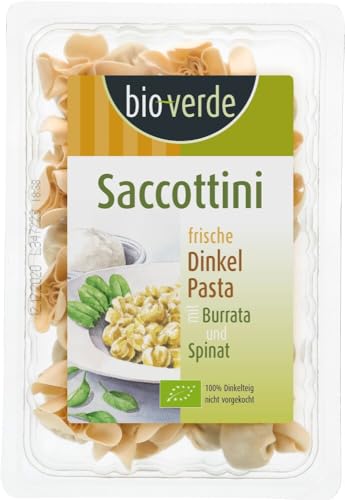 bio-verde Frische Dinkel Saccottini mit Burrata und Spinat (6 x 250 gr) von Bioverde