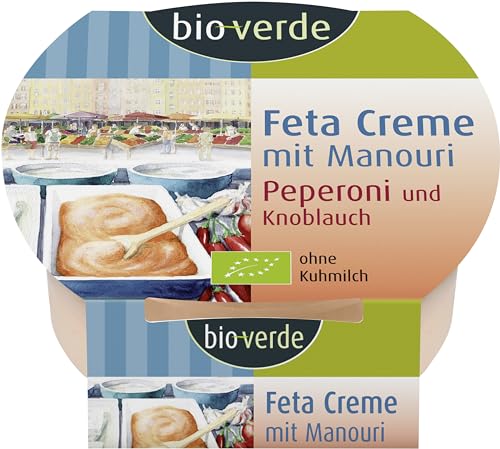 bio-verde Feta-Creme mit Knoblauch & Peperoni 125 g (6 x 125 gr) von Bioverde