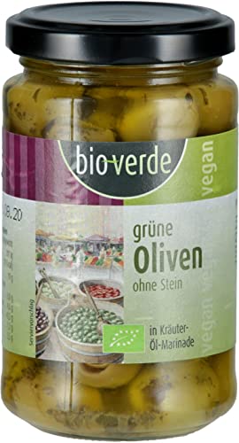 bio-verde Grüne Oliven ohne Stein mit frischen Kräuter (2 x 200 gr) von Bioverde