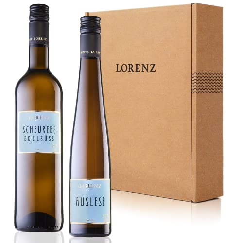 Süßweingranate | Weingeschenkidee Bioweingut Lorenz | Auszeichnung Weinkritiker Eichelmann: „Starke Kollektion“ | Design: unikat! | Bioland zertifiziert | nachhaltige FSC-Verpackung | 2 Flaschen von Bioweingut Lorenz