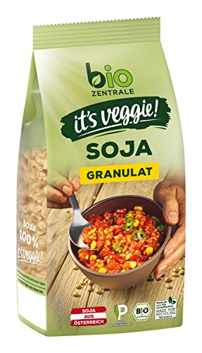 biozentrale it´s veggie! Soja Granulat | 6 x 250 g proteinreiche Fleischalternative aus 100% texturiertem Bio-Sojamehl | Soja aus Österreich | vegan, einfach und vielseitig zuzubereiten von Biozentrale