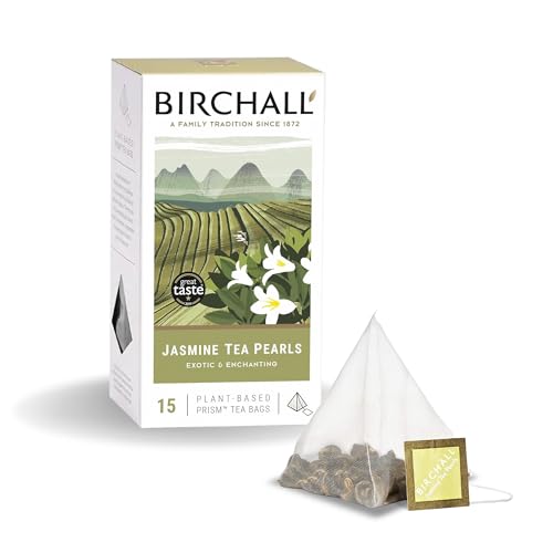 Birchall Jasmin Tea Pearls - 15 plastikfreie Prismen-Teebeutel von Birchall