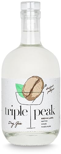 Triple Peak Gin Brown Label 0.5L - 44% Vol. Blended Dry Gin mit Kaffee Minze Haselnuss - Craft Distillery Piekfeine Brände - produziert in Deutschland von Triple Peak