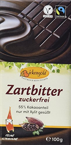 Birkengold Birkenzucker Zartbitter Schokolade, 3er Pack (3 x 100 g) von Birkengold