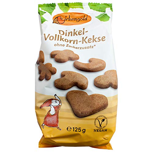 Birkengold Dinkel-Vollkorn-Kekse, 125 g | ohne Zuckerzusatz | 100 % mit europäischem Xylit gesüßt | vegan | gesundes Naschen | ohne Weizen von Birkengold