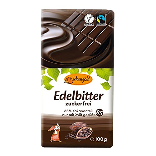 Birkengold - Edelbitter Schokolade 85% Kakaogehalt zuckerfrei - 100 g - 12er Pack Birkengold - Edelbitter Schokolade 85% Kakaogehalt zuckerfrei - 100 g - 12er Pack von Birkengold