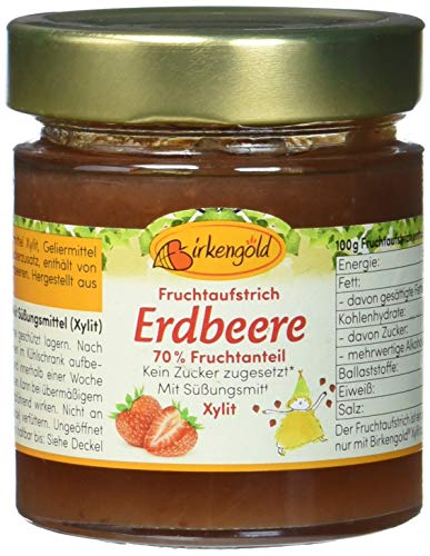 Birkengold Fruchtaufstrich Erdbeer, 2er Pack (2 x 200 g) von Birkengold