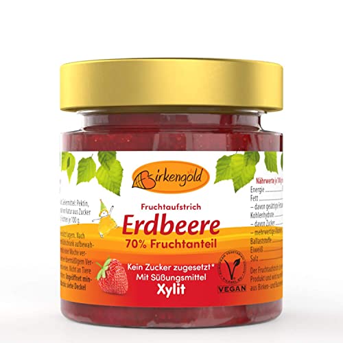Birkengold Erdbeer Marmelade | ohne Zuckerzusatz | mit europäischem Xylit gesüßt | 70 % Fruchtanteil | mit Bio Früchten | vegan, 200 g Birkengold Erdbeer Marmelade | ohne Zuckerzusatz | mit europäischem Xylit gesüßt | 70 % Fruchtanteil | mit Bio Früchten | vegan, 200 g von Birkengold