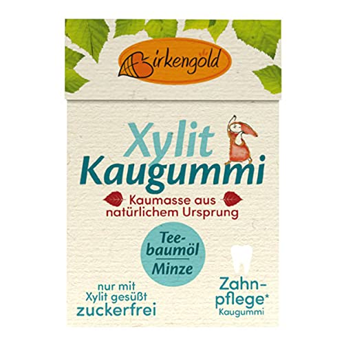 Birkengold - Kaugummi mit natürlicher Kaumasse Teebaumöl - Minze 20 Stk. - 28 g - 12er Pack von Birkengold