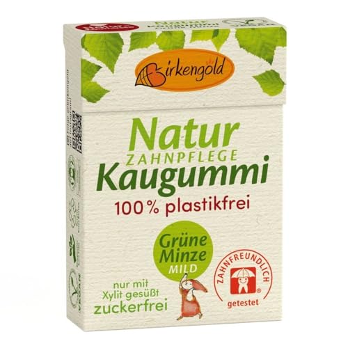 Birkengold Xylit Natur Kaugummi, Grüne Minze Mild, 20Stk, 28g Birkengold Xylit Natur Kaugummi, Grüne Minze Mild, 20Stk, 28g von Birkengold