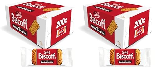 Lotus Biscoff | Karamellisierter Keks mit Schokoladenüberzug | 200 Einzeln Verpackte Kekse | Nur Natürliche Inhaltsstoffe | Ohne Farbstoffe oder Zugesetzte Aromen | 200x1 | 1,47 kg (Packung mit 2) von Biscoff