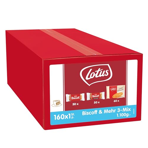 Lotus Biscoff | Karamellisierter Keks, Karamellisierter Schokoladenkeks und Gallette Bretone | 160 Einzeln Verpackte Kekse | Nur Natürliche Inhaltsstoffe | 160x1 | 1,1 kg von Biscoff