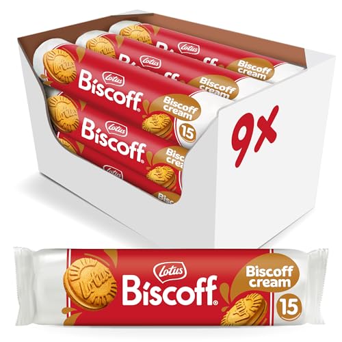 Lotus Biscoff | Sandwich-Doppelkekse mit Biscoff-Cremefüllung | 15 Sandwich-Kekse pro Packung | Nur Natürliche Inhaltsstoffe | Vegan | Ohne Farbstoffe oder Zugesetzte Aromen | 9x150g | 1,35 kg von Biscoff