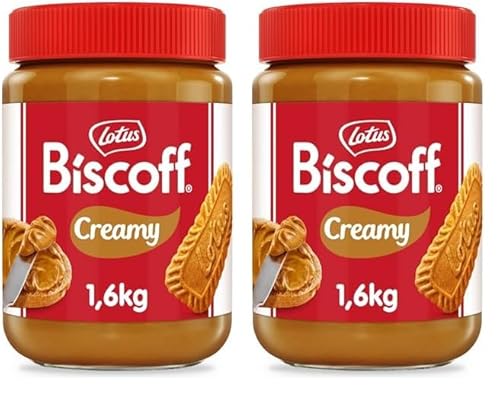 Lotus Biscoff | Süßer Brotaufstrich | Cremig | Karamellisierter Keksgeschmack | Vegan | Nussfrei | Kein Zusatz von Aromen oder Farbstoffen | PET Glas | 1,6 kg (Packung mit 2) von Biscoff