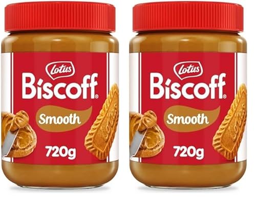 Lotus Biscoff | Süßer Brotaufstrich | Cremig | Karamellisierter Keksgeschmack | Vegan | Nussfrei | Kein Zusatz von Aromen oder Farbstoffen | PET Glas | 720g (Packung mit 2) von Biscoff
