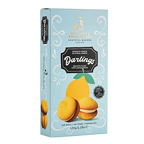 Tsoungari Kekse mit Zitronencremefüllung | Zitronencreme-Kekse - 130 Gr | Geschenkkeksdosen | Gekoppelte Kekse von Biscotti Tsoungari