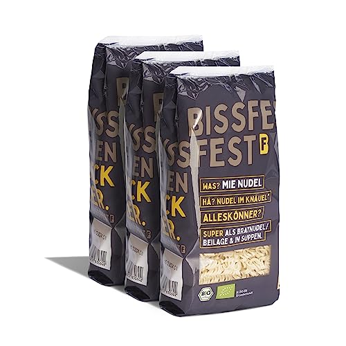 bissfest Bio Mie Nudeln 750 g (3 x 250 g) - vielseitige asiatische Nudeln für Wok, Suppengerichte oder als Beilage von Bissfest