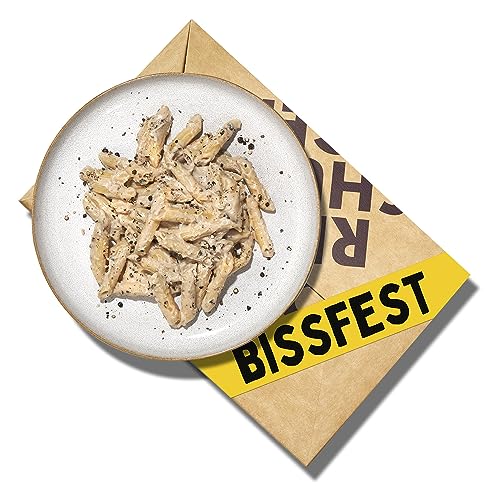 bissfest Pasta Cacio e Pepe Rezeptbox (für 4-Personen) - vegan - inkl. REISHUNGER Bio Cashewmus, Pasta Konfetti & Bio Penne Rigate (500 g) von Bissfest