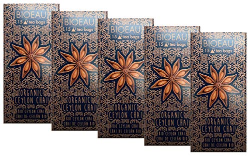 BIOEAU Ceylon Chai BIO, 5er Pack, (75 Tee Beutel x 3 g = 225 g) von Bistrotea