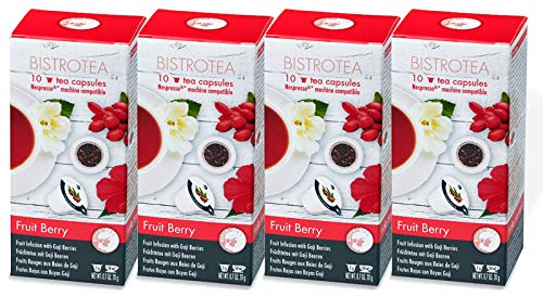BISTROTEA Teekapseln Früchtetee BIO Fruit Berry | 4er Pack | 4 x 10 Kapseln | für Ihre Espresso-Kapsel-Maschine | Kapseln biologisch abbaubar von Bistrotea