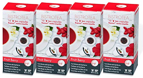 BISTROTEA Teekapseln Früchtetee Fruit Berry | 4er Pack | 4 x 10 Kapseln | für Ihre Espresso-Kapsel-Maschine | Kapseln biologisch abbaubar von Bistrotea