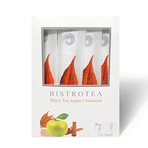 Bistrotea TPods 32 Teesticks BIO|Black Tea Apple Cinnamon|einzeln in Aromaschutzkuverts verpackt|4er Pack je 32 pro Sorte=128 Sticks von Bistrotea