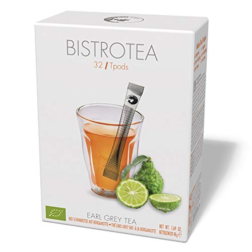 Bistrotea TPods 32 Teesticks BIO|Earl Grey|einzeln in Aromaschutzkuverts verpackt|4er Pack je 32 pro Sorte=128 Sticks von Bistrotea