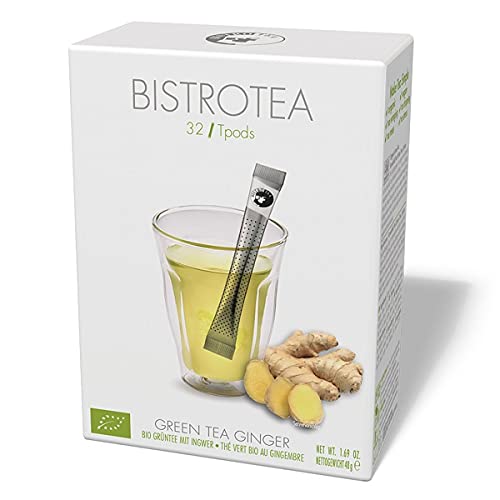 Bistrotea TPods 32 Teesticks BIO|Grüntee Ginger-Ingwer|einzeln in Aromaschutzkuverts verpackt|4er Pack je 32 pro Sorte=128 Sticks von Bistrotea