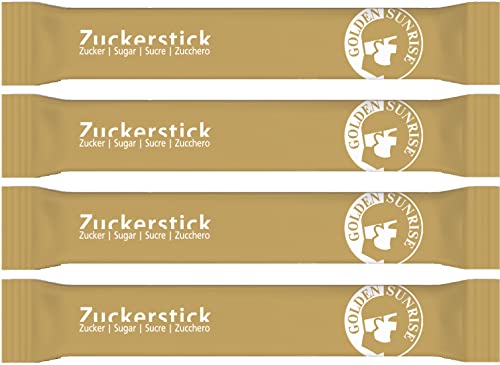 Zuckersticks Golden Sunrise 1000 x 4g | edles goldenes Design | einzeln elegant verpackt | Nachhaltige Verpackung | Natürlich nachhaltiger Markenzucker aus deutschem Zuckerrübenanbau von Bistrozucker