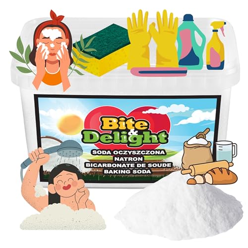 Bite & Delight Backnatron - Natron Pulver - Baking Soda & Backnatron - Deutsche Abfüllung - Lebensmittelqualität - Vielseitig für Backen & Haushalt - Backpulver Großpackung - 1000 ml 1,5kg von Bite & Delight