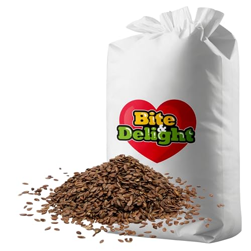 Bite & Delight Brauner Leinsamen - Omega-3 Power für Ihre Ernährung - Glutenfrei - Sojafrei - Ganze Samen ohne Zusätze - Reich an Mineralien und Ballaststoffen - Vielseitig in Küche - 10 kg von Bite & Delight