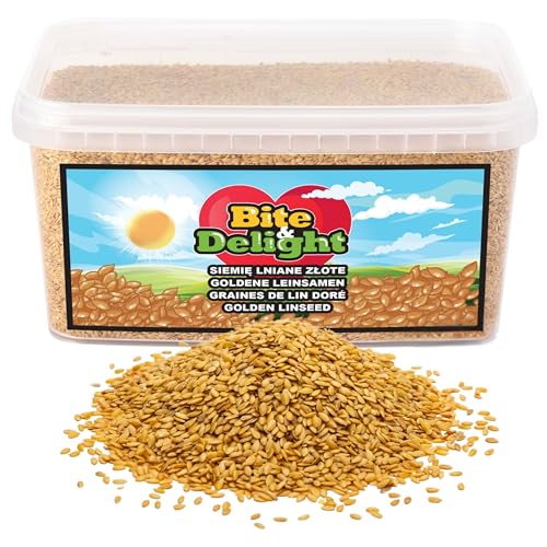 Bite & Delight Goldener Leinsamen - Omega-3 Power für Ihre Ernährung - Glutenfrei - Sojafrei - Ganze Samen ohne Zusätze - Reich an Mineralien und Ballaststoffen - Vielseitig in Küche - 2kg von Bite & Delight