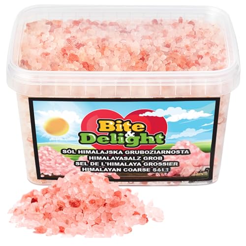 Bite & Delight Grobes Himalaya Salz - Reich an Mineralien - Unraffiniert - Ohne Konservierungsstoffe - Natursalz - Für Feinschmecker - 100% Veganes Speisesalz - Steinsalz - Salzgebirge - 1,5kg von Bite & Delight