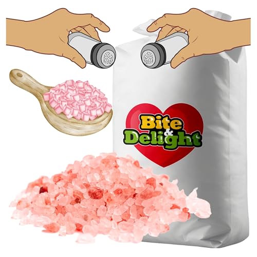 Bite & Delight Grobes Himalaya Salz - Reich an Mineralien - Unraffiniert - Ohne Konservierungsstoffe - Natursalz - Für Feinschmecker - 100% Veganes Speisesalz - Steinsalz - Salzgebirge - 10 kg von Bite & Delight