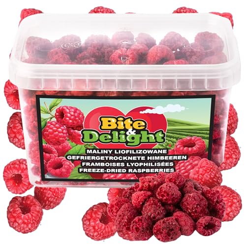 Bite & Delight Himbeeren Gefriergetrocknet - Schonend Gefriergetrocknete Himbeeren in Scheiben - Frei von Zusatzstoffen - Getrocknete Himbeeren - Getrocknete Früchte - Pure Frucht - 1000 ml - 100g Bite & Delight Himbeeren Gefriergetrocknet - Schonend Gefriergetrocknete Himbeeren in Scheiben - Frei von Zusatzstoffen - Getrocknete Himbeeren - Getrocknete Früchte - Pure Frucht - 1000 ml - 100g von Bite & Delight